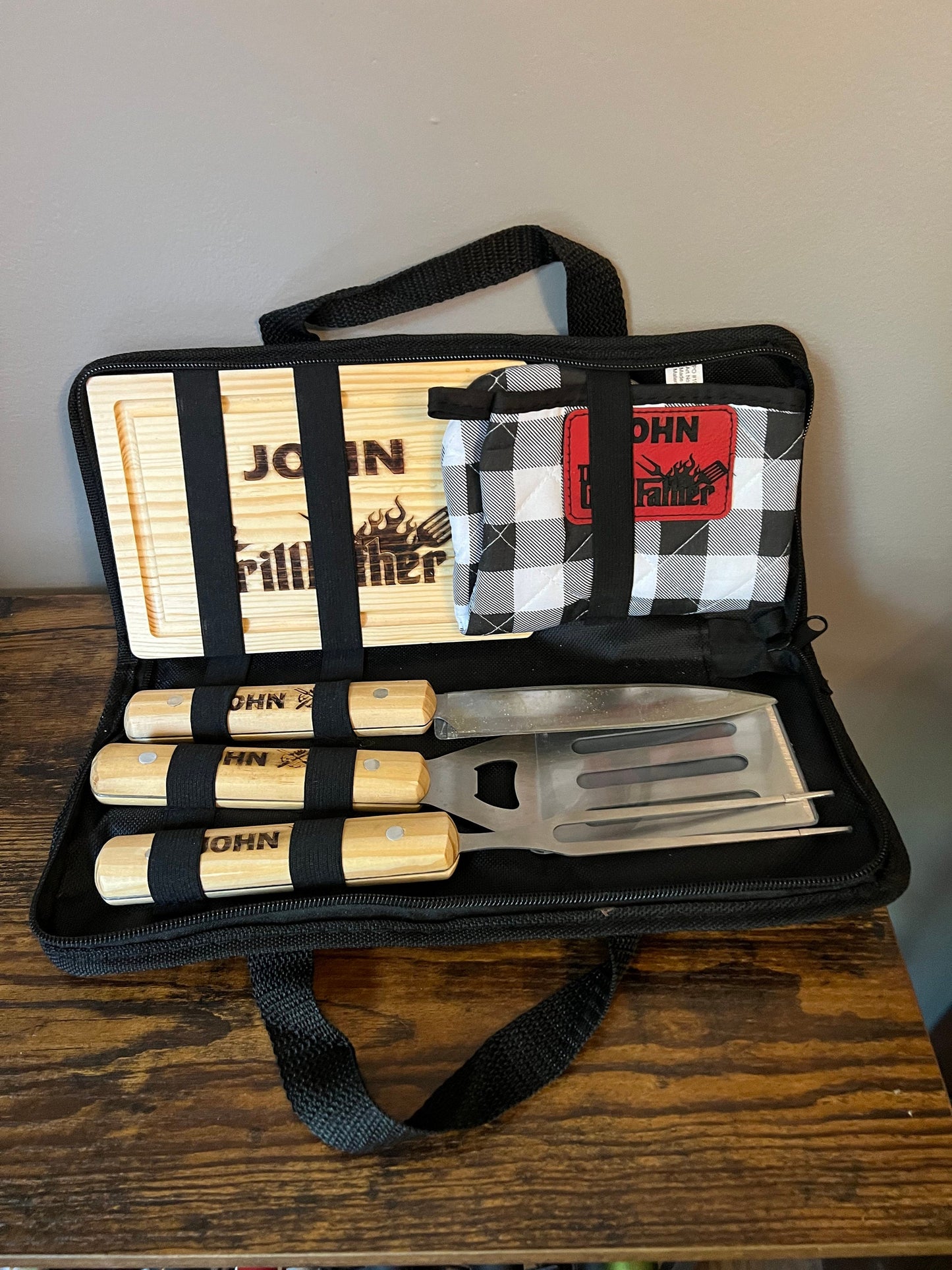 6 Piece Personalized Grill Set- Grill Father (custom designs also available)