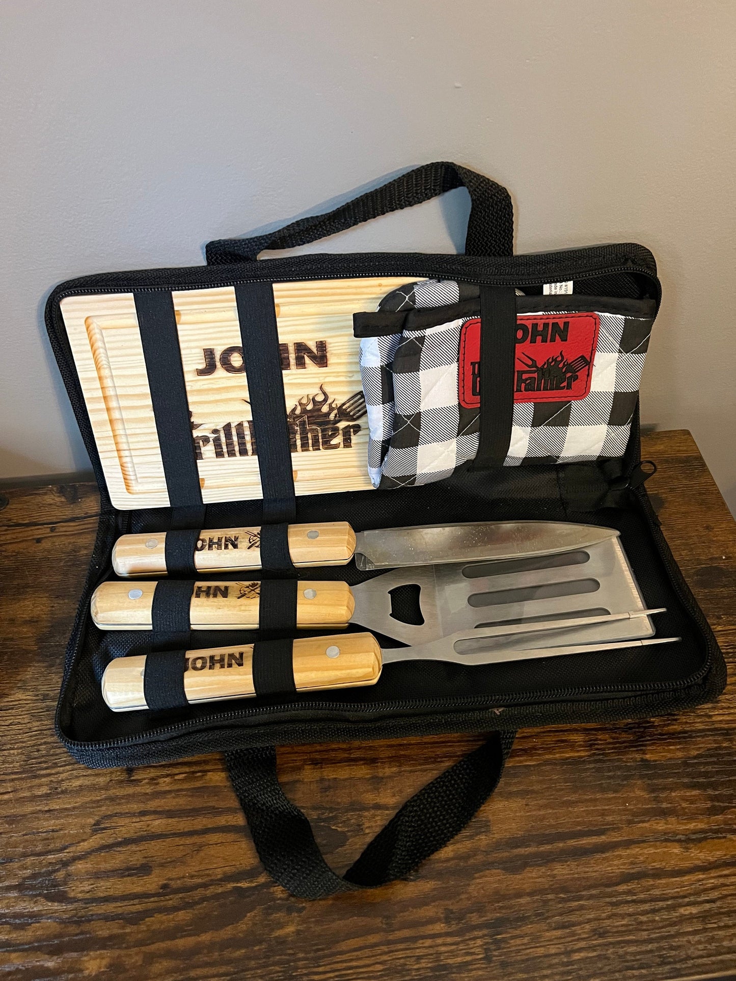 6 Piece Personalized Grill Set- Grill Father (custom designs also available)