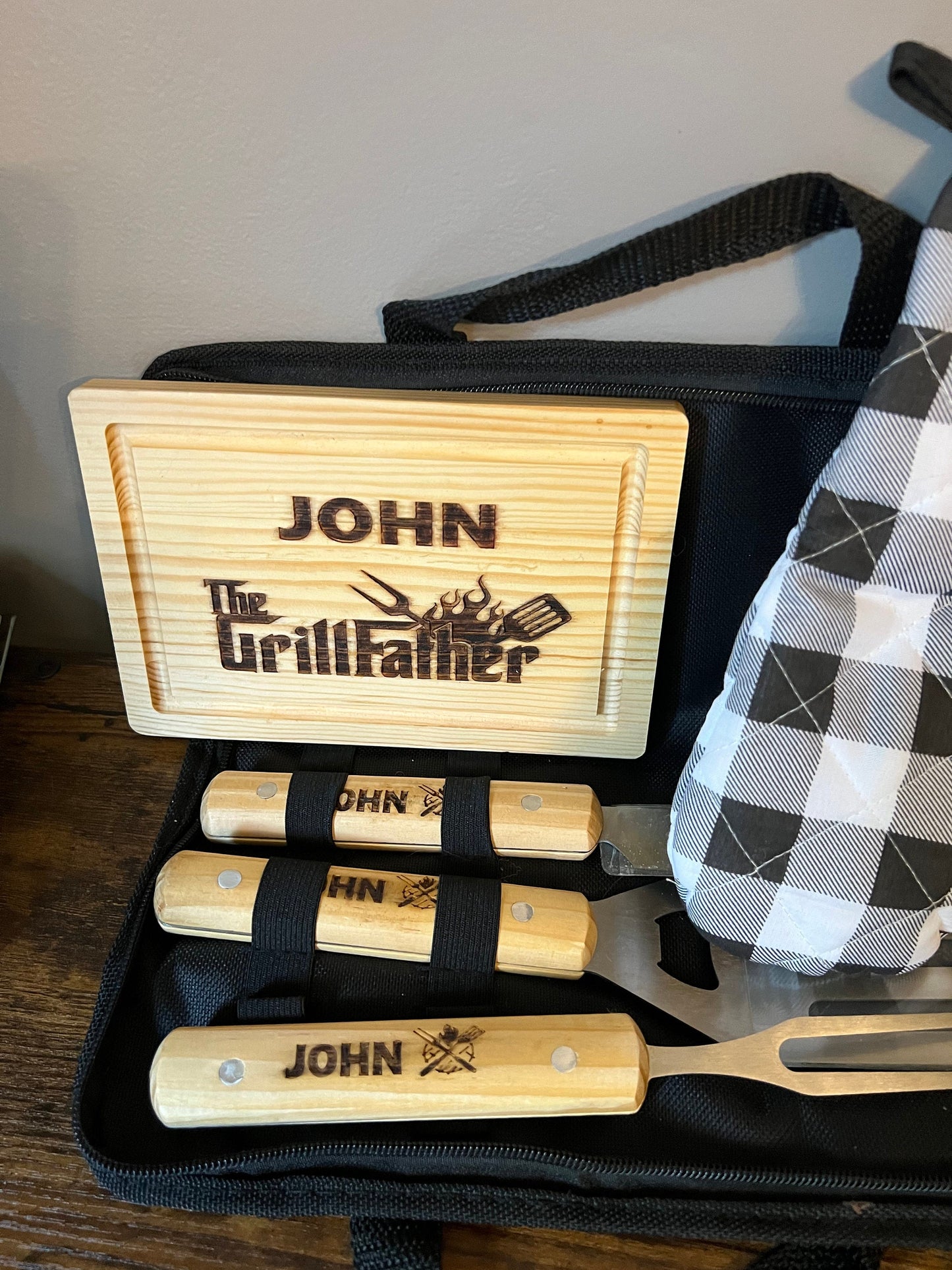 6 Piece Personalized Grill Set- Grill Father (custom designs also available)