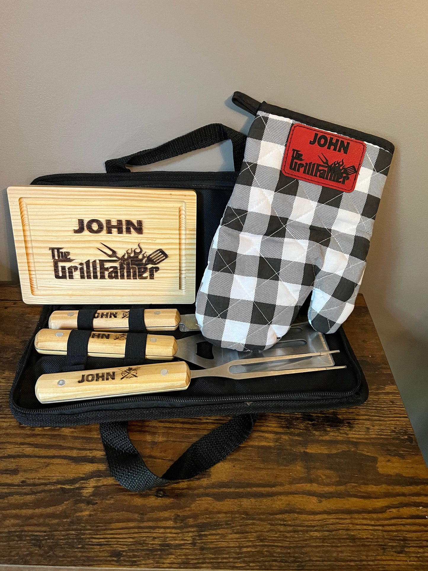 6 Piece Personalized Grill Set- Grill Father (custom designs also available)