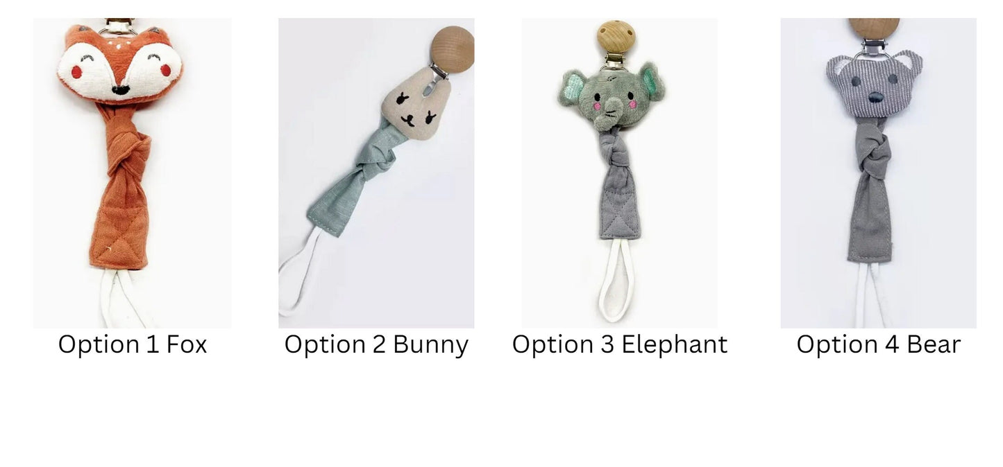 Monogram Animal Pacifier Holder & Pacifier